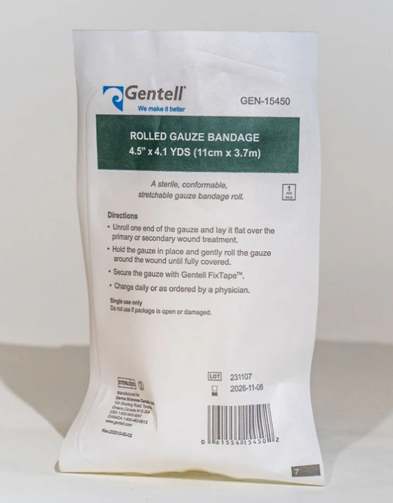 Gentell Rolled Gauze, 4.5" x 4.1yds, 30/pk