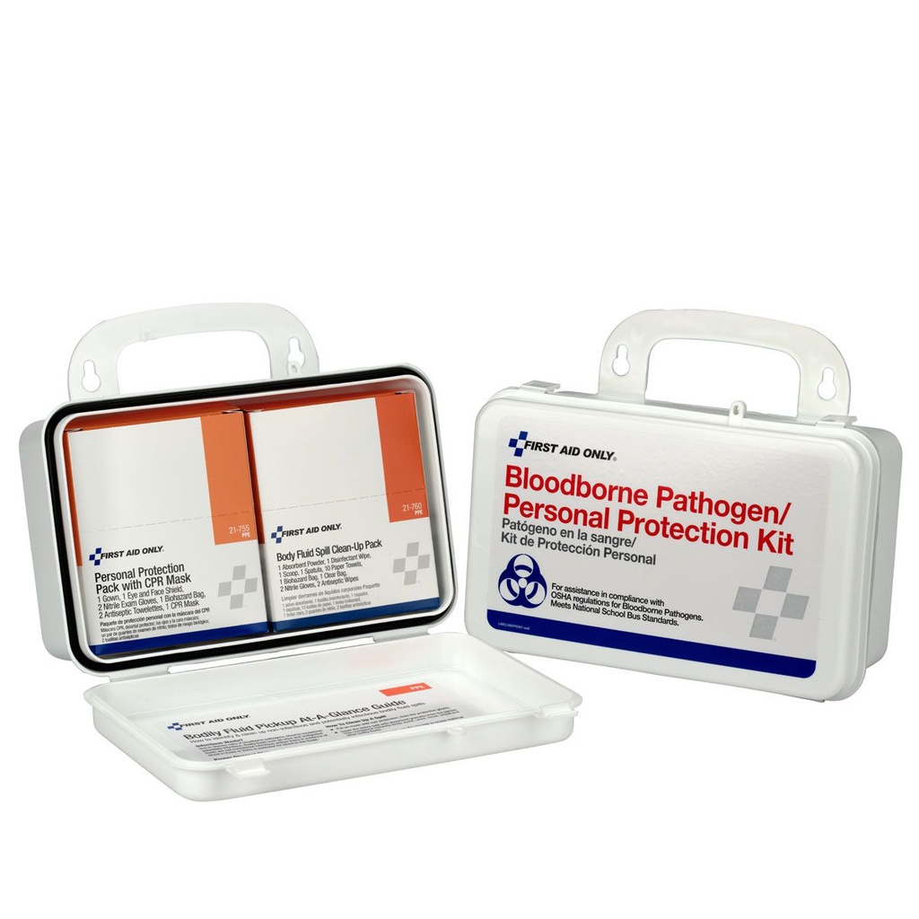 First Aid Only Bloodborne Pathogen (BBP) Unitized Spill Clean Up Kit with CPR and Plastic Case