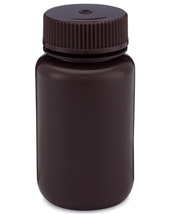 Diamond RealSealBottle, Wide Mouth Round, Amber HDPE with Amber PP Closure, 125mL, 12/bg