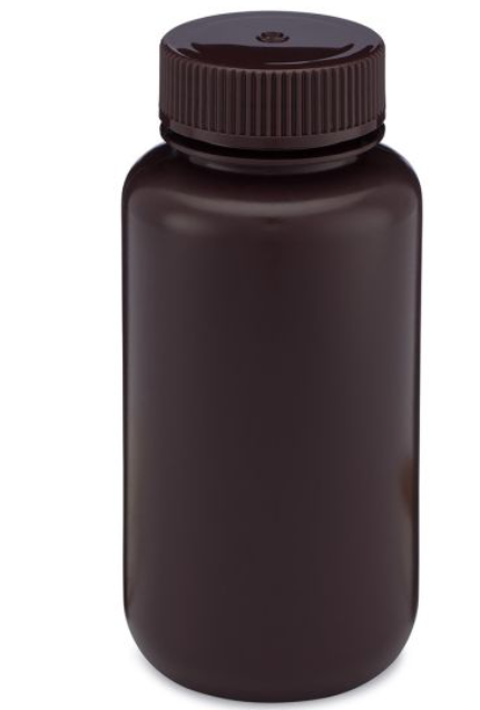 Diamond RealSealBottle, Wide Mouth Round, Amber HDPE with Amber PP Closure, 250mL, 12/bg