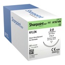Surgical Specialties Sharpoint Plus 2-0 Nylon Nonabsorbable Suture with Needle and Black, 12 per Box