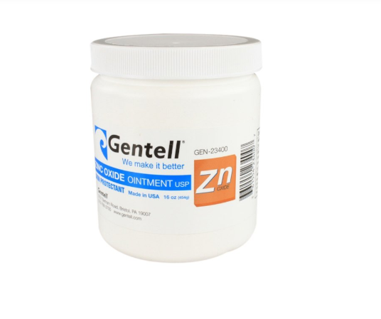 Gentell Zinc Oxide Ointment, 16 oz, Jar, 12/cs