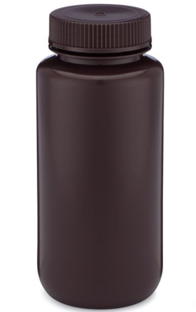 Diamond RealSealBottle, Wide Mouth Round, Amber HDPE with Amber PP Closure, 500mL, 12/bg