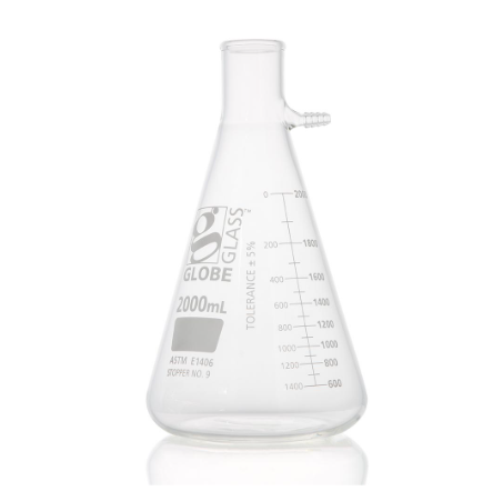 Flask, Filter, Globe Glass, 2000mL, Dual Graduations, ASTM E1406, 1/bx (EA=BX)