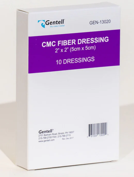 Gentell CMC Fiber Dressing, 2" x 2", 50/cs