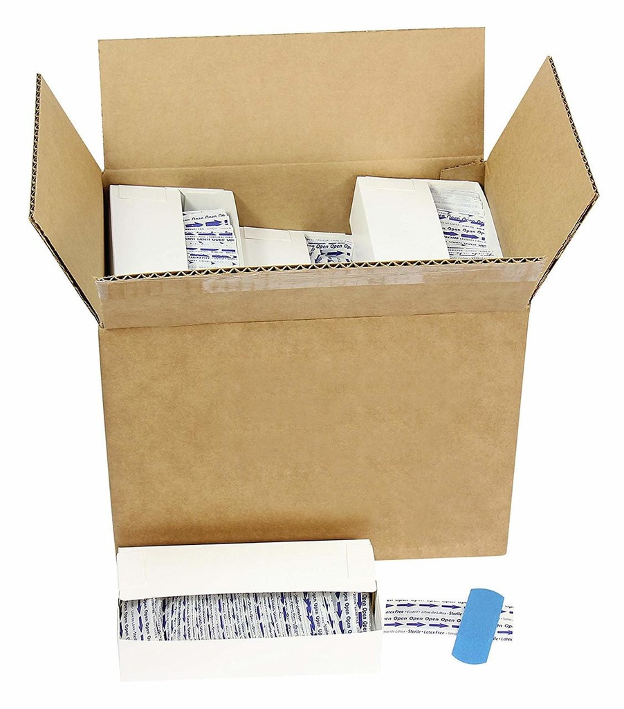 First Aid Only 1 inch x 3 inch Metal Detectable Fabric Bandage, Blue, 1500/Box