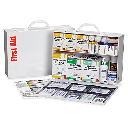 First Aid Only 75 Person 2 Shelf Industrial First Aid Station with 8-Pocket Liner and Metal Case