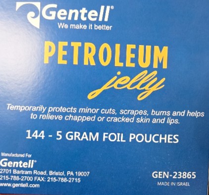Gentell Pure Petroleum Jelly, 5g, White Petrolatum USP, 144/bx