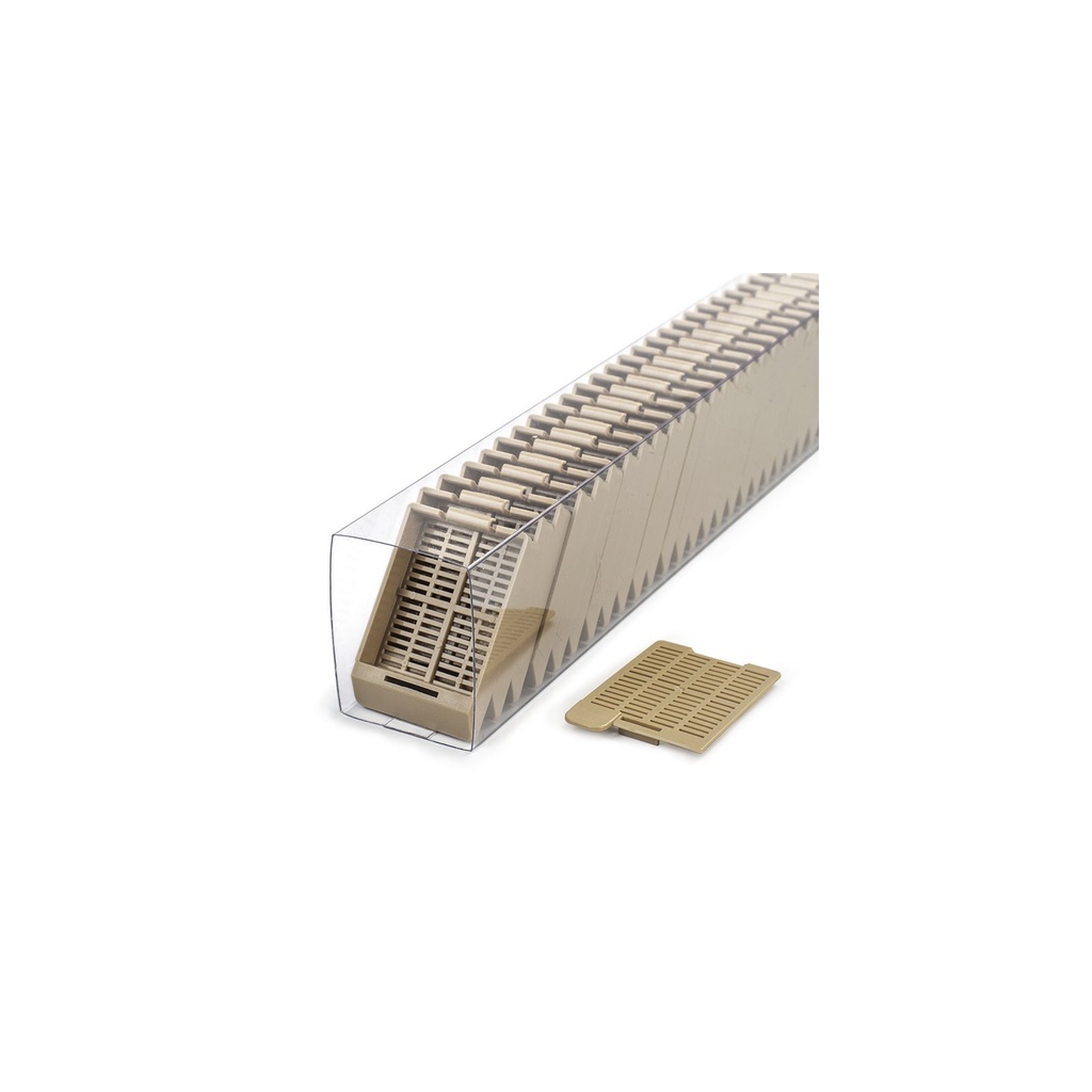 Swingsette Tissue Cassette, Quickload Sleeve, 45° Angle, Acetal, Tan, Bulk, 750/cs