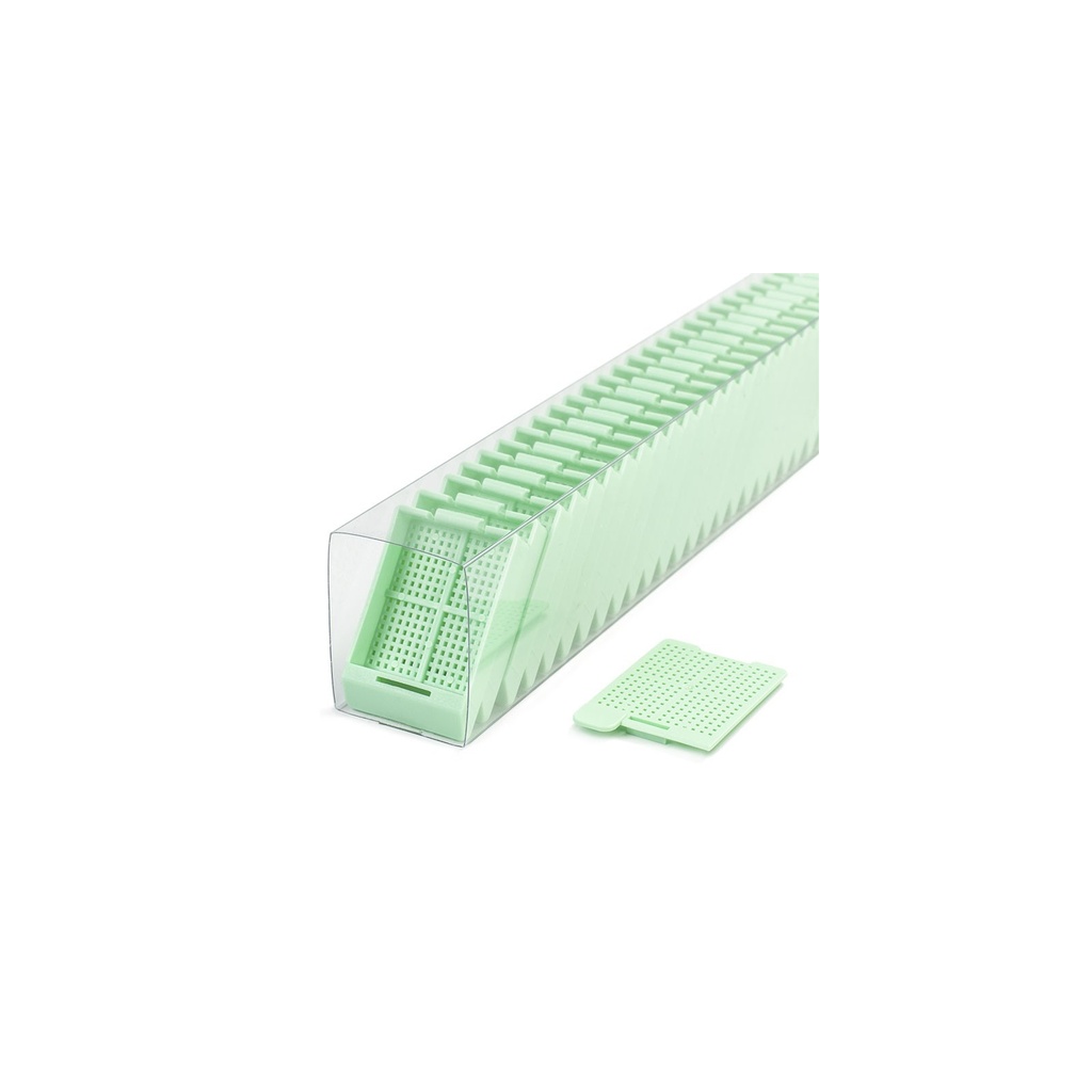 Swingsette Biopsy Cassette, Quickload Sleeves, 45° Angle, Acetal, Green, Bulk, 750/cs