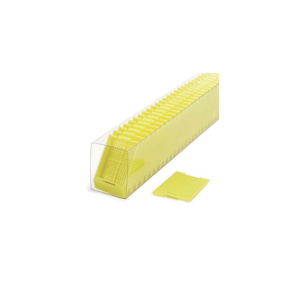 Swingsette Biopsy Cassette, Quickload Sleeves, 45° Angle, Acetal, Yellow, Bulk, 750/cs