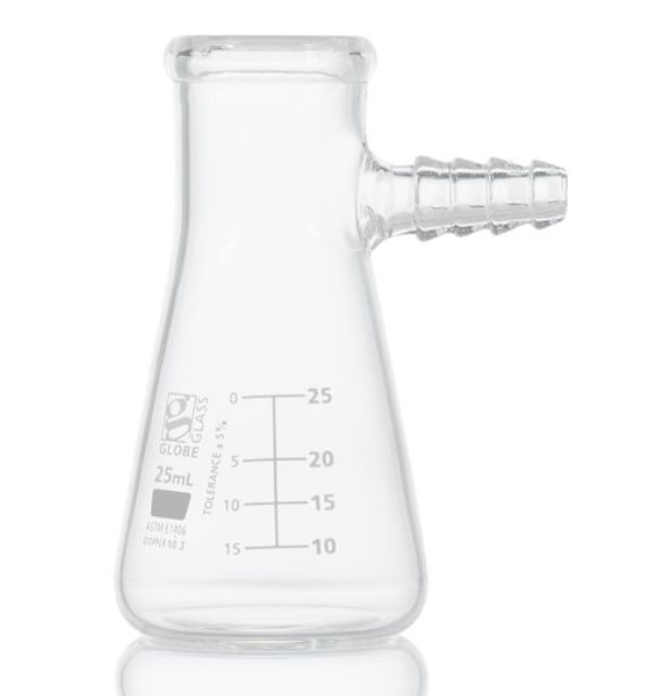 Flask, Filter, Globe Glass, 25mL, Dual Graduations, ASTM E1406, 6/bx