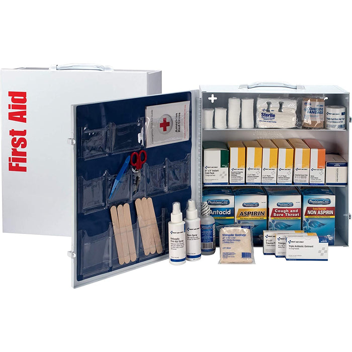 First Aid Only 100 Person 3 Shelf Industrial First Aid Station with 12-Pocket Liner and Metal Case