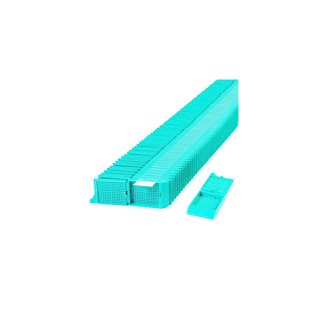 Unisette Biopsy Cassette, Quickload 35° Angle Stack (Taped), Acetal, Aqua, Bulk, 1000/cs