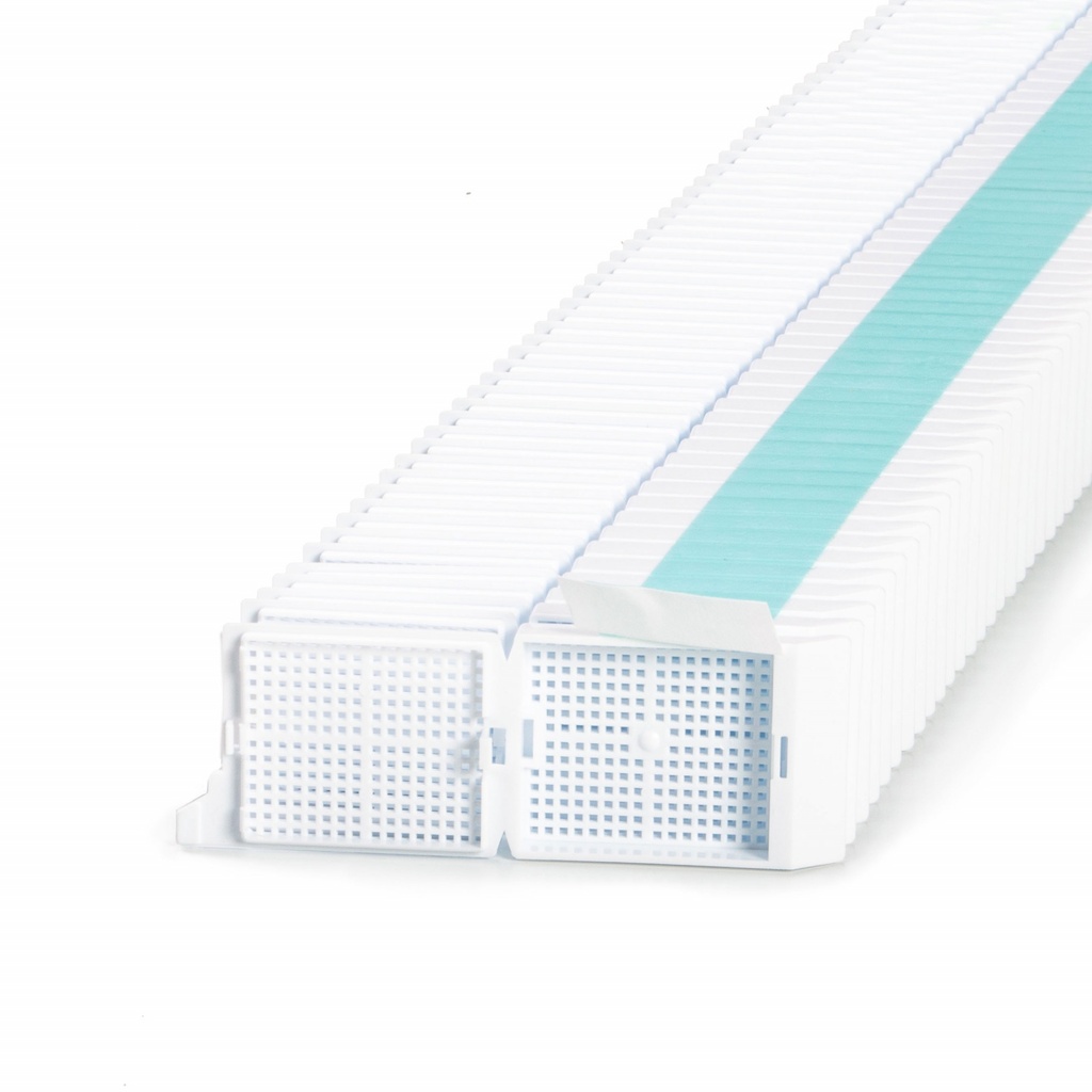 Unisette Biopsy Cassette, Quickload 35° Angle Stack (Taped), Acetal, White, Bulk, 1000/cs