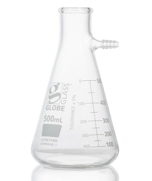 Flask, Filter, Globe Glass, 500mL, Dual Graduations, ASTM E1406, 6/bx