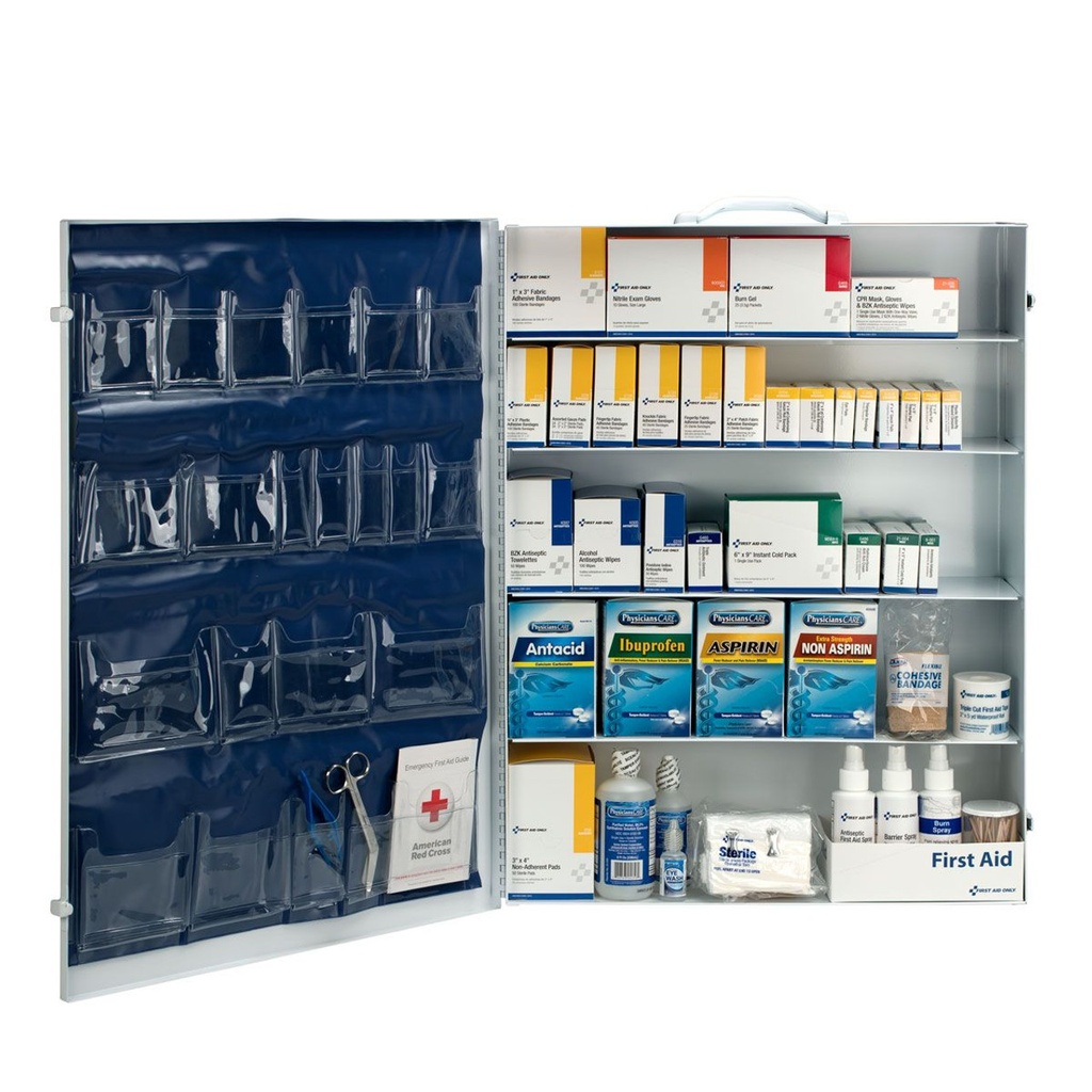 First Aid Only 150 Person 4 Shelf Industrial First Aid Station with 20-Pocket Liner and Metal Case