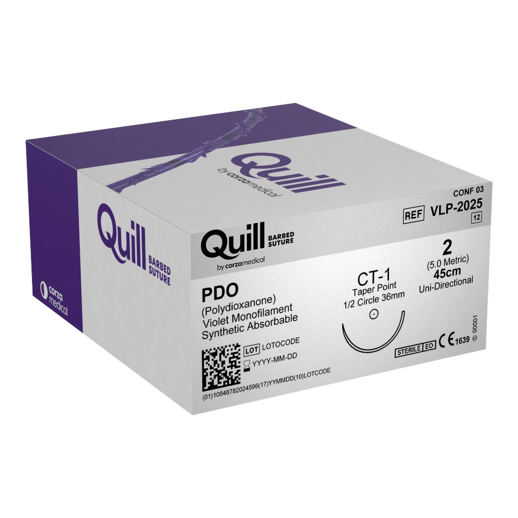Surgical Specialties Quill 2 45 cm PDO Suture with Needle and Violet, 12 per Box