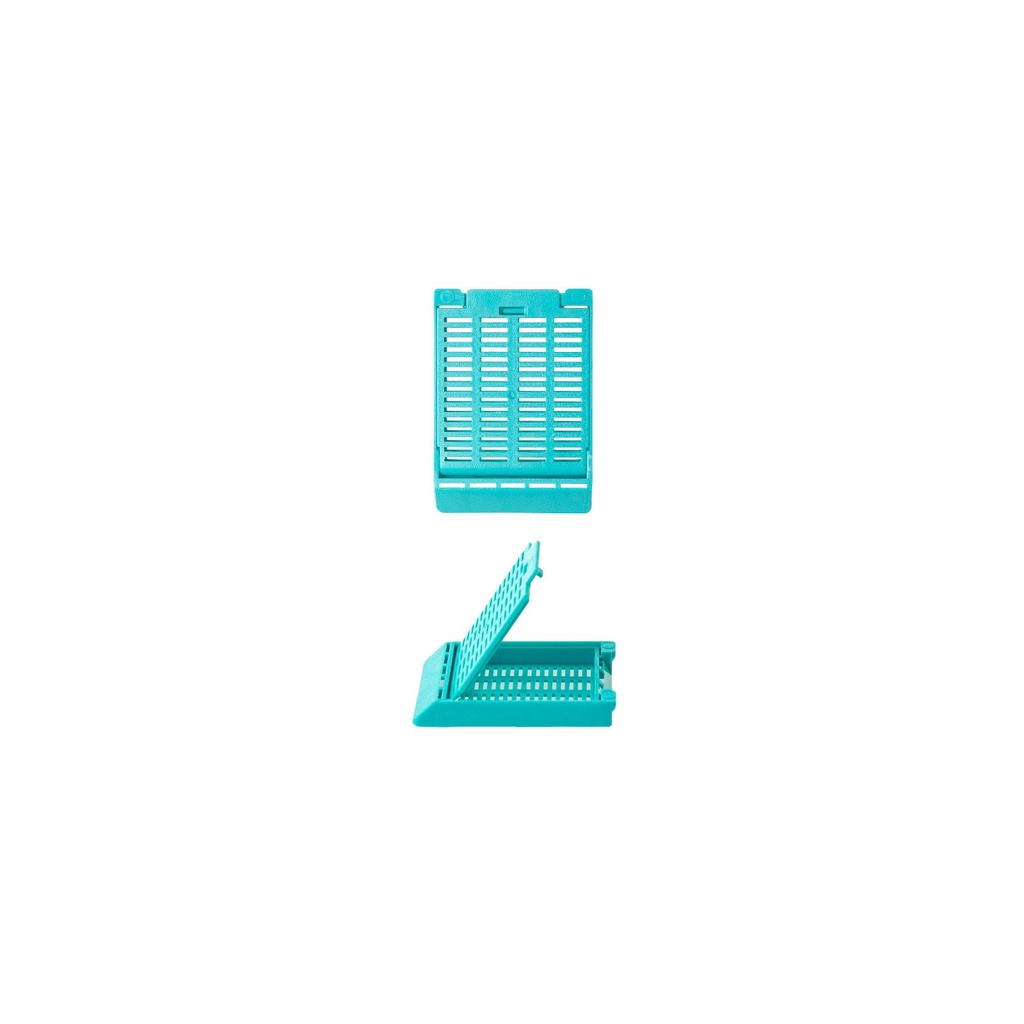 Slimsette Tissue Cassette, 45° Angle, 41mm x 28.5mm x 6mm, Acetal, Aqua, 500/bx, 3 bx/cs