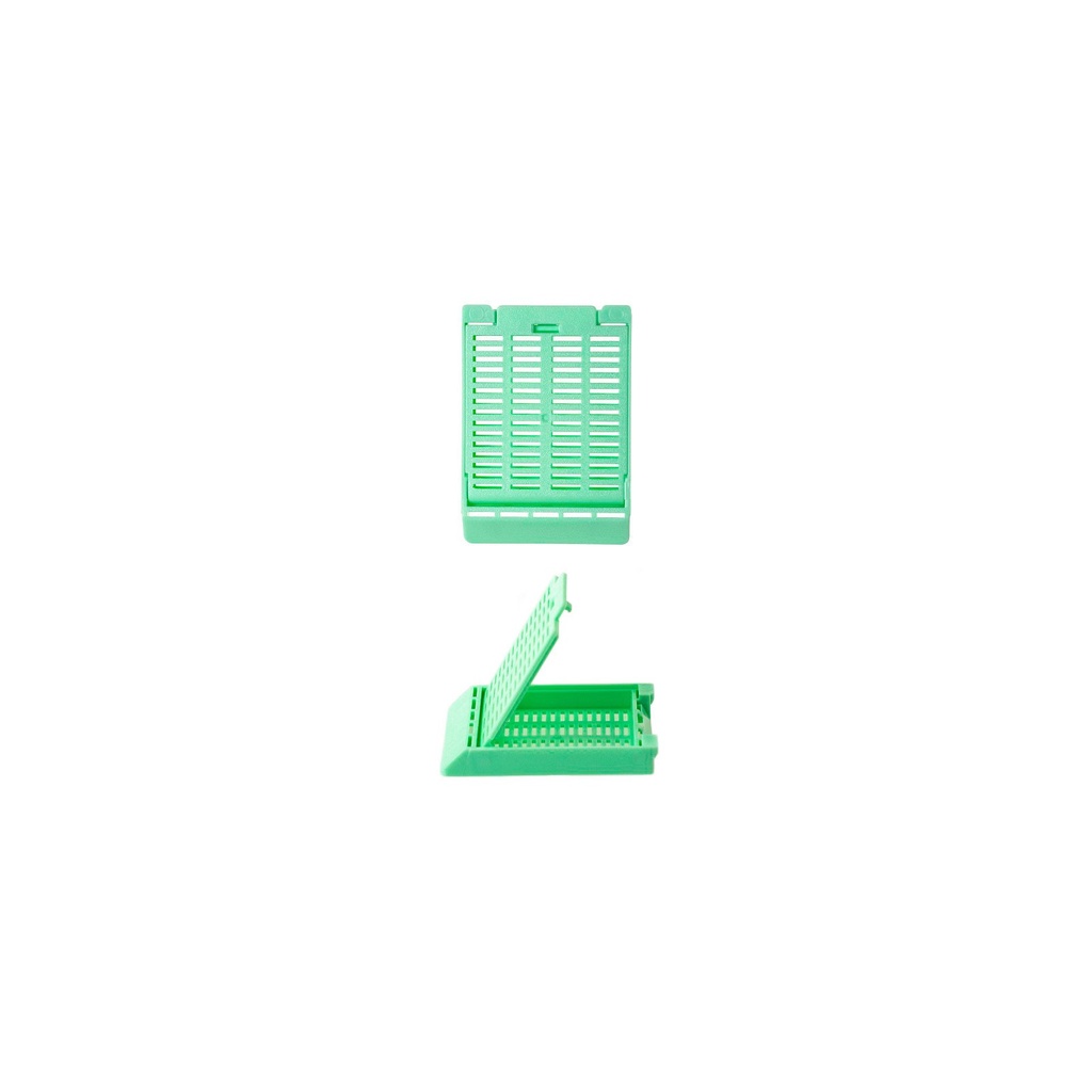 Slimsette Tissue Cassette, 45° Angle, 41mm x 28.5mm x 6mm, Acetal, Green, 500/bx, 3 bx/cs