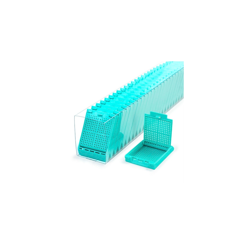 Slimsette Biopsy Cassettes in Quickload Sleeves, Aqua, 75/sleeve, 10 sleeve/cs