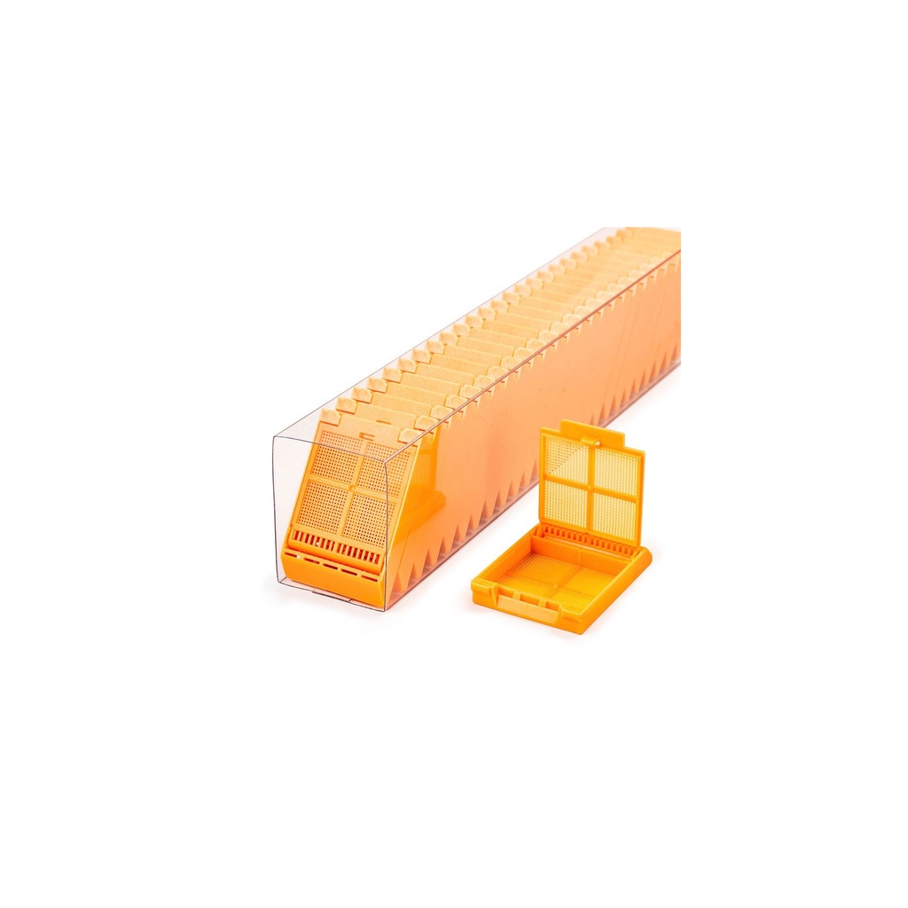 Micromesh Biopsy Cassette, Quickload Sleeve, 45° Angle, Acetal, Peach, Bulk, 750/cs