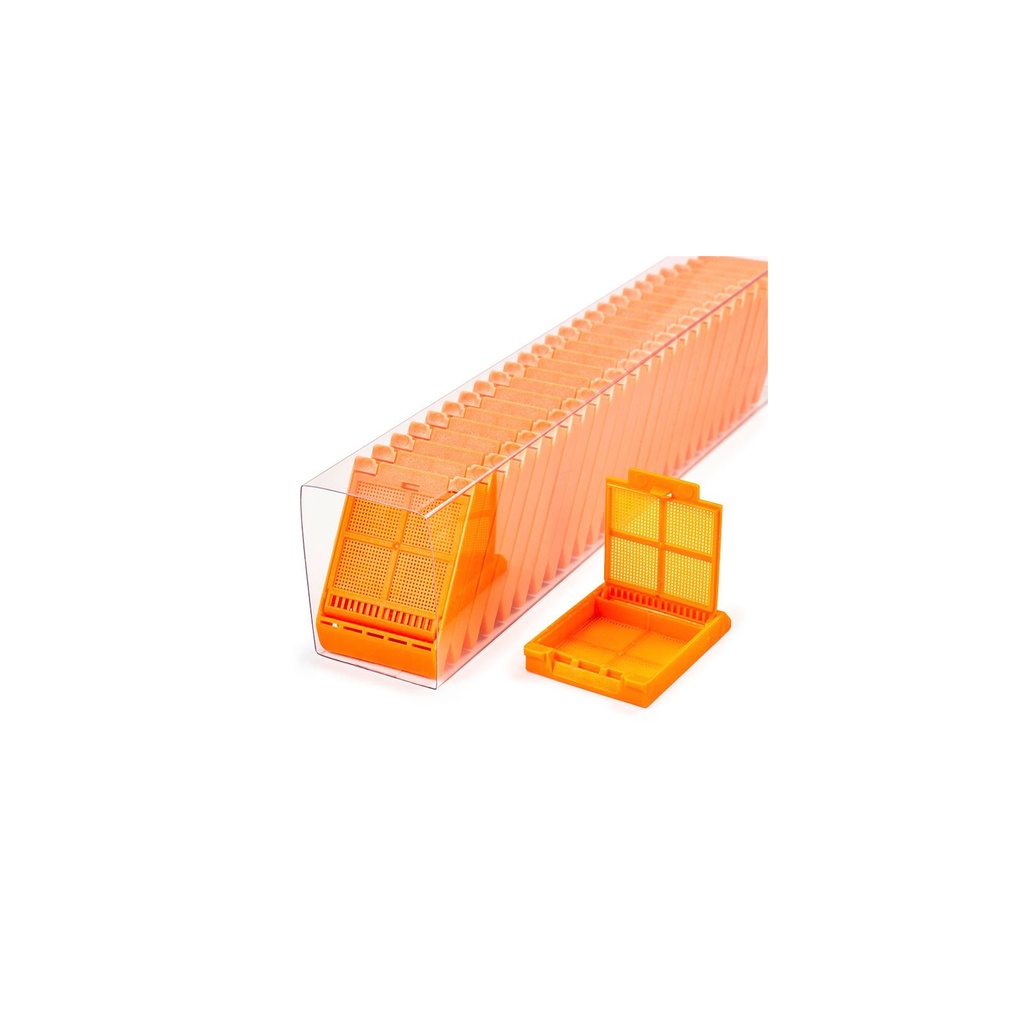 Micromesh Biopsy Cassette, Quickload Sleeve, 45° Angle, Acetal, Orange, Bulk, 750/cs