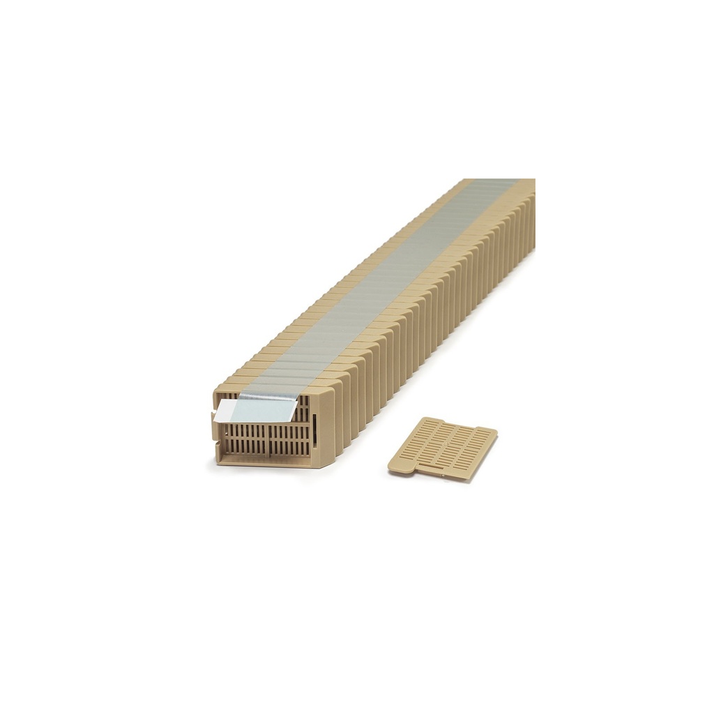 Swingsette Tissue Cassette, Quickload 45° Angle Stack (Taped), Acetal, Tan, Bulk