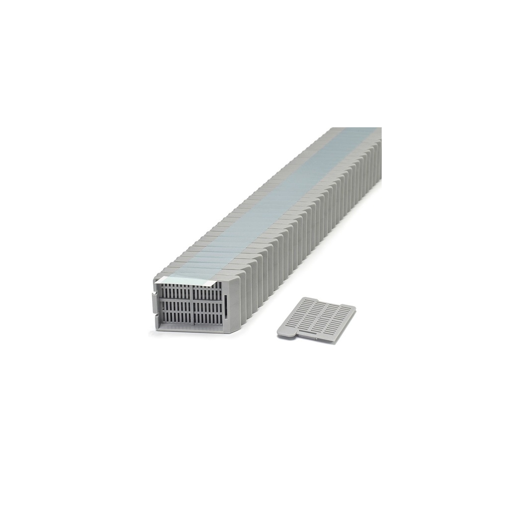 Swingsette Tissue Cassette, Quickload 45° Angle Stack (Taped), Acetal, Gray, Bulk