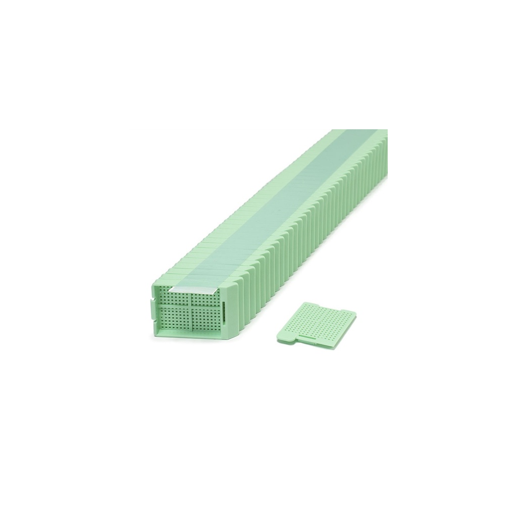Swingsette Biopsy Cassette, Quickload 45° Angle Stack (Taped), Acetal, Green, Bulk