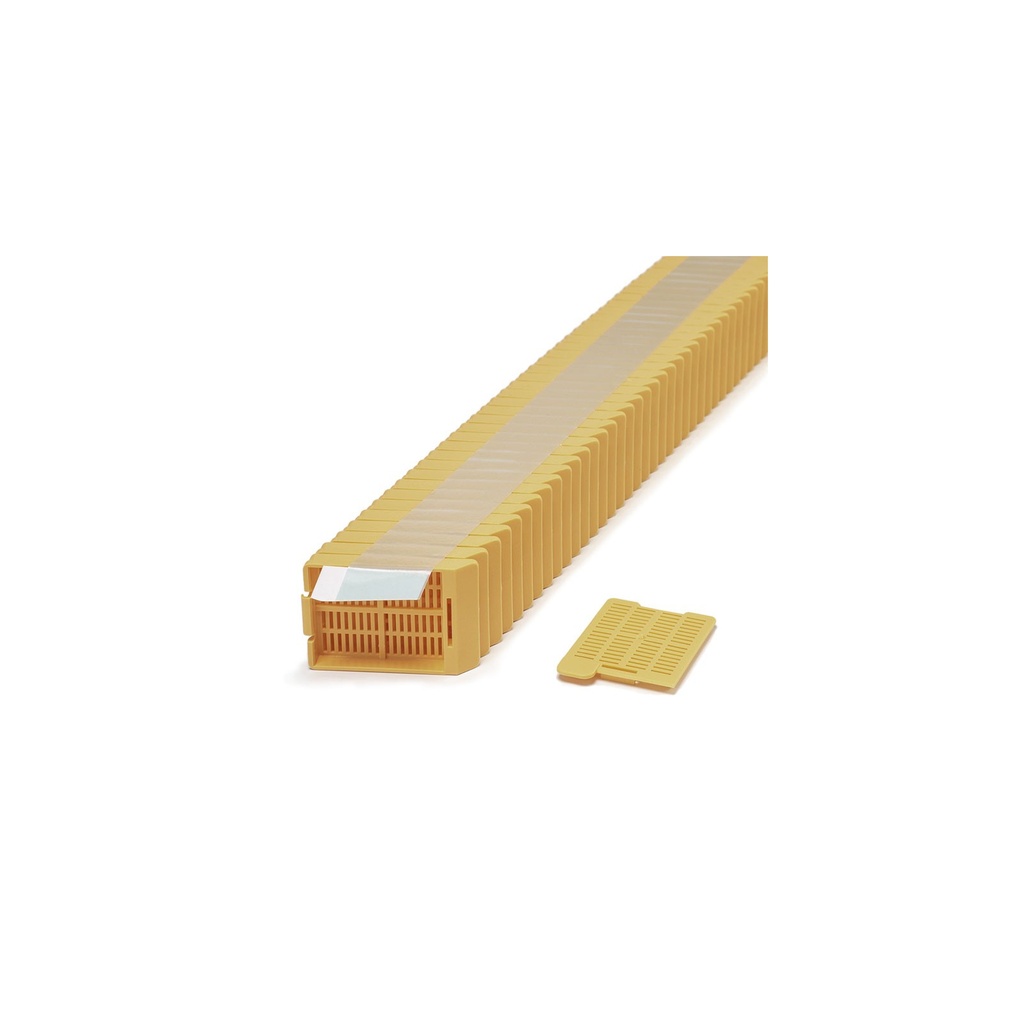 Swingsette Tissue Cassette, Quickload 45° Angle Stack (Taped), Acetal, Peach, Bulk