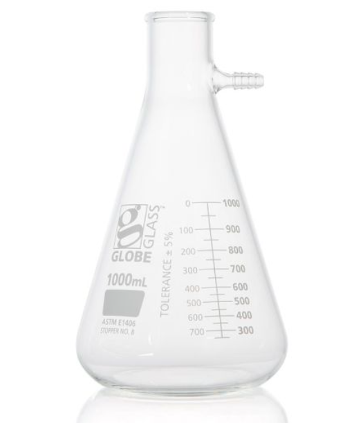 Flask, Filter, Globe Glass, 1000mL, Dual Graduations, ASTM E1406, 6/bx