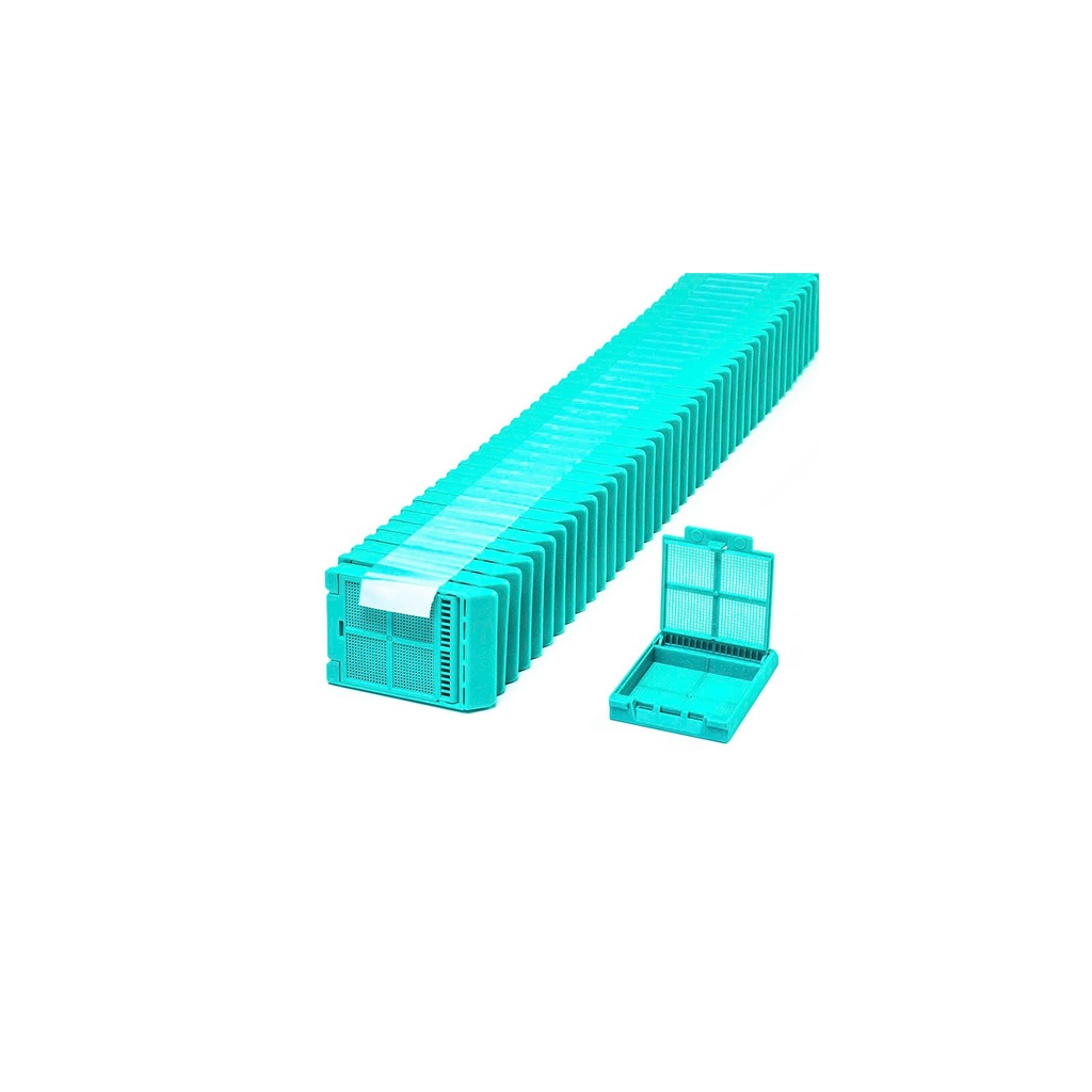 Micromesh Biopsy Cassette, Quickload 45° Angle Stack (Taped), Acetal, Aqua, Bulk