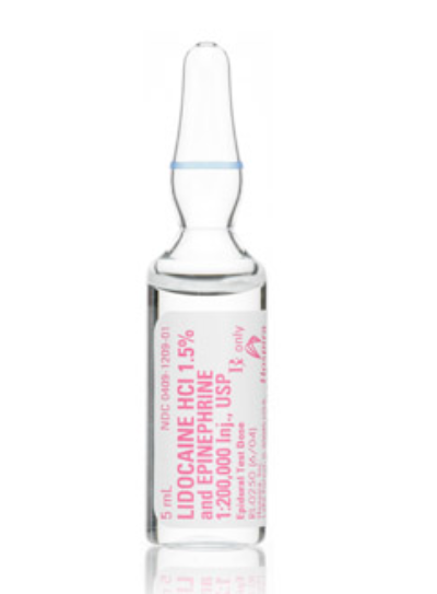 Lidocaine Hydrochloride and Epinephrine Injection, 1.5% USP, 1:200,000, 5 ml Glass Ampul, 10/bx (Next delivery is scheduled for 2Q 2023)