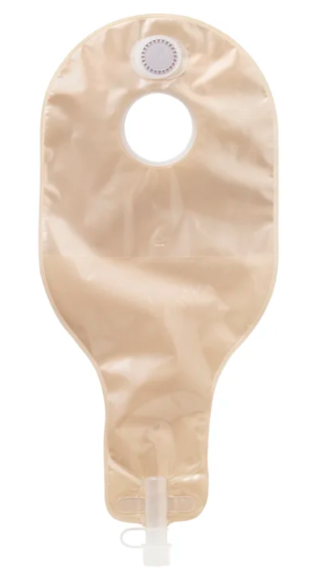 High Output Pouch, 14", 1-Sided Comfort Panel, Anti-Reflux Valve, Replaceable Filter, Outlet with Spout and Cap, Opaque, 2 1/4" Flange, 5/bx