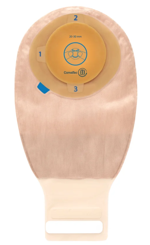 Moldable Drainable Pouch, 2-Sided Comfort Panel, 12", Stomahesive Skin Barrier, Tail Closure, Filter, Tan, 1 3/16" x 1 9/16" Stoma, 10/bx