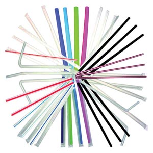White Flex Jumbo Straws, 7¾", Wrapped, 400/slv, 25 slv/cs ($500 Minimum Order Mix & Match with Prepaid Freight to Remain at $1250)