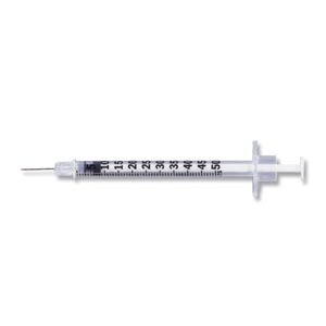 Insulin Syringe, ½mL Lo-Dose, Permanently Attached Needle, 28 G x ½", Self-Contained, U-100 Micro-Fine IV, Orange, 100/bx, 5 bx/cs