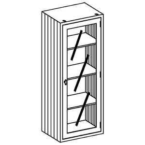 Equipment and Supplies Cabinet 24 1/8"W x 60"H x 18"D Supplies Cabinet, Right Glass Door, (3) Stainless Steel Adjustable Shelves