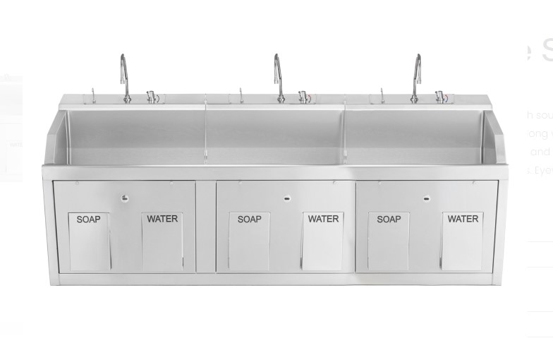 Blickman Industries Lodi Scrub Sink, 3 Place Wall Mount