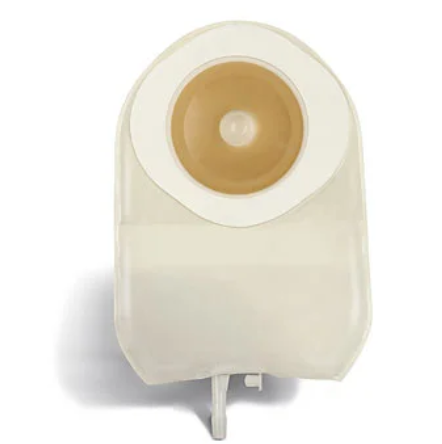 One-Piece Urostomy Pouch with Pre-Cut Durahesive Skin Barrier, Fold Over Tap, 8" Pouch, Transparent, 1 3/8" Stoma Opening, 10/bx