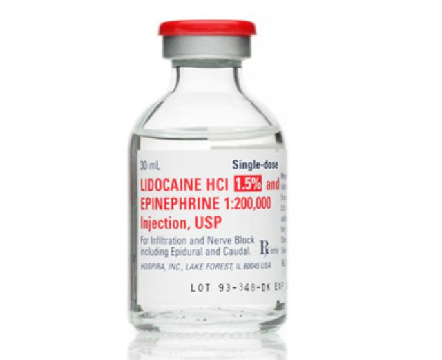 Lidocaine Hydrochloride and Epinephrine Injection, 1.5% USP, 1:200,000, 30 ml Vial, Single Dose, Glass Fliptop Vial, 25/bx