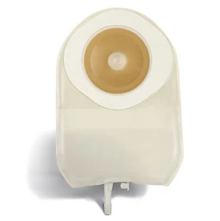One-Piece Urostomy Pouch with Pre-Cut Durahesive Skin Barrier, Fold Over Tap, 8" Pouch, Transparent, 1/2" Stoma Opening, 10/bx