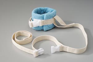 Posey Wrist Restraint, One Size Fits Most, Hook and Loop/Quick Release Buckle, 1-Strap, Machine Washable, Quilted Fabric, Blue