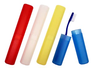 Freshmint® Toothbrush Holder, 8" x 1.25" x 0.75", Assorted Colors: Red, Yellow, Clear and Blue, Individually Wrapped, 100/cs