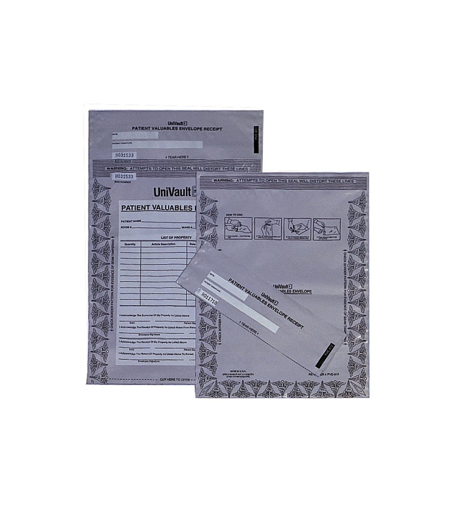 Patient Valuables Envelope 9"x12", Gray, 100/pk 10pk/cs