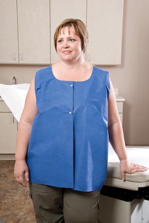 AmpleWear® Vest, 36" x 30" (approx 3XL), Front Opening, Snaps, Soft, Durable, Blue Front, White Back, 50/cs (70 cs/plt)