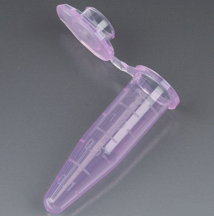 Microcentrifuge Tube, 1.5mL, PP, Attached Snap Cap, Graduated, Violet, Certified: Rnase, Dnase and Pyrogen Free, 500/bg