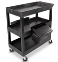 Luxor 24" x 18" Plastic Utility Tub Cart, 3-Shelf w/Outrigger Utility Cart Bins