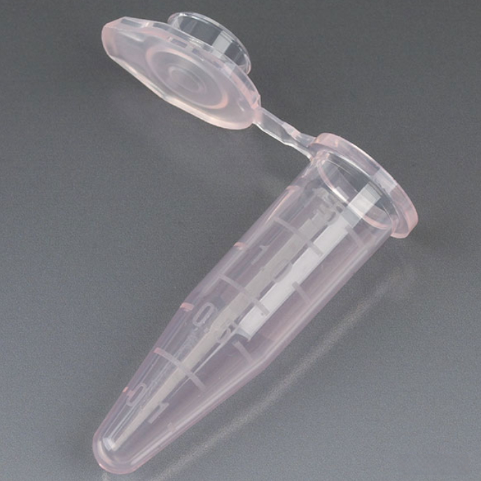 Microcentrifuge Tube, 1.5mL, PP, Attached Snap Cap, Graduated, Red, Certified: Rnase, Dnase and Pyrogen Free, 500/bg